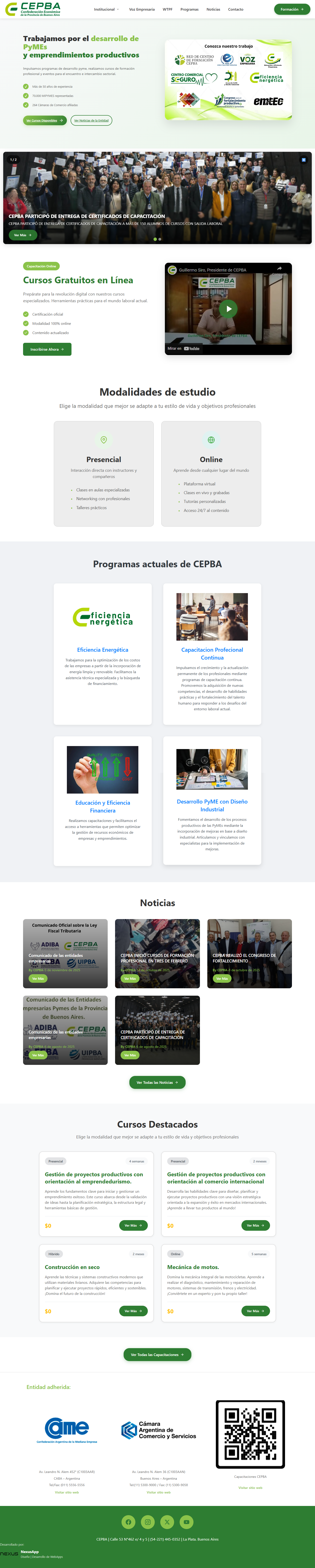 Sitio web de CEPBA - Centro de Emprendedores Productivos de Buenos Aires